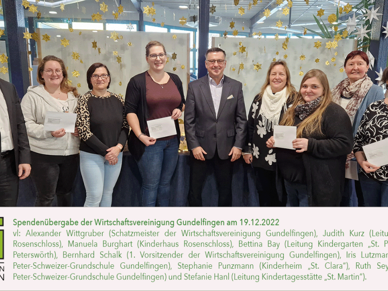 Spende an die Gundelfinger Kinderg&auml;rten und die Grundschule.